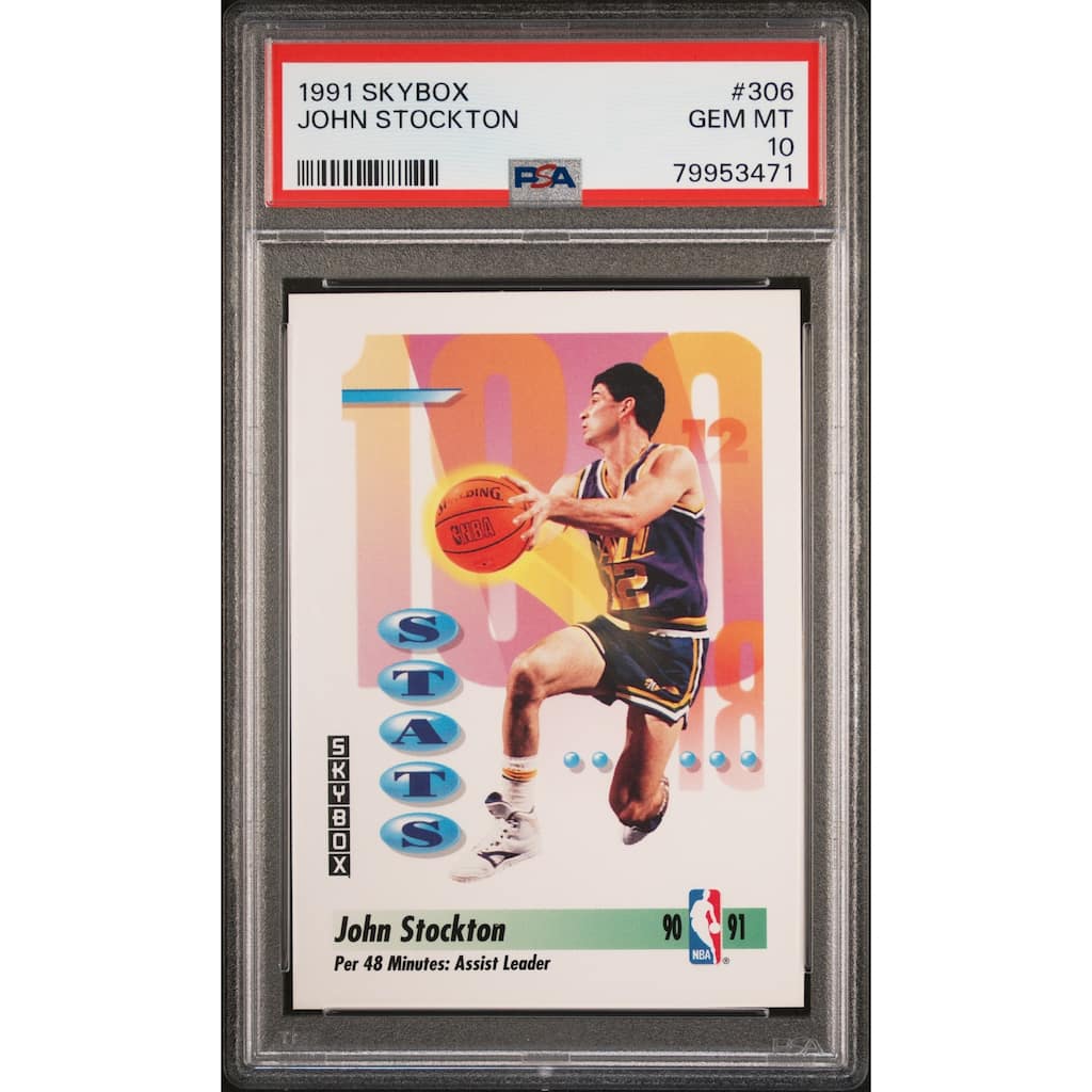 John Stockton 1991 Skybox Basketball Card #306 Graded PSA 10 - 8'6" x 11'6"