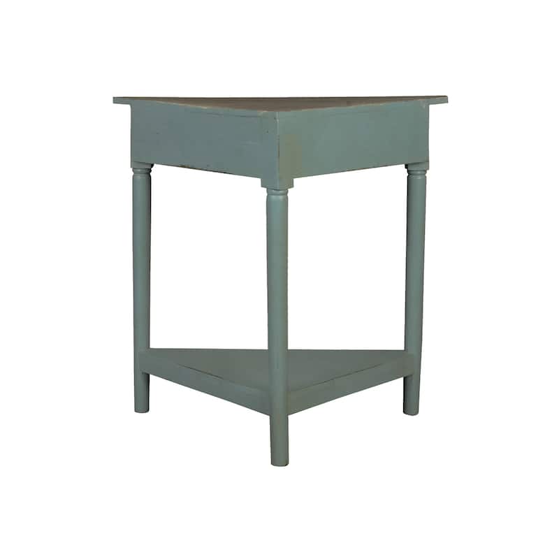 Corner End Table with Shelf - Solid Wood Accent Table - Triangle Side Table - Fully Assembled - Home Decor - 29.75