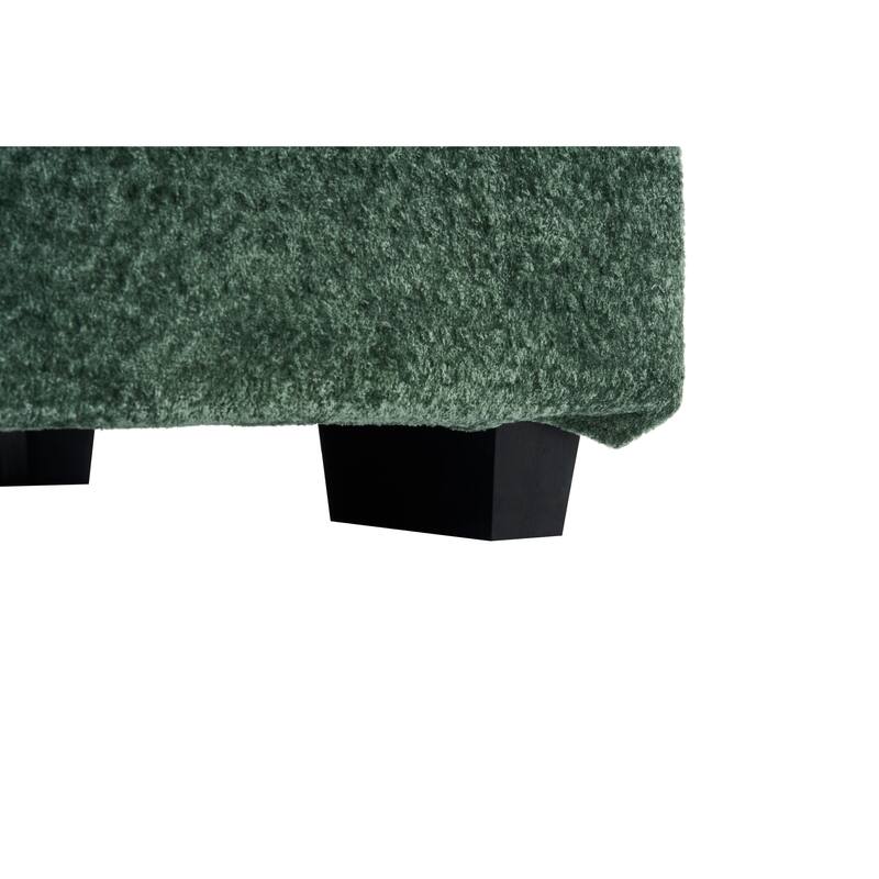 Chenille Single Sofa Chair Chaise Lounge with Phone Holder, Upholstered Recliner Sleeper Sofa Bed for Living Room