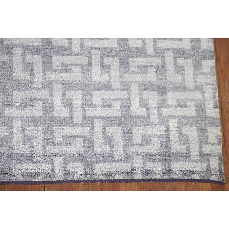 Grey AllOver Moroccan Modern Area Rug HandKnotted Wool Carpet 5'9