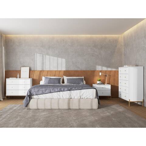 Manhattan Comfort Jasper Full Extension Tall Dresser, Classic Dresser and Nightstand Set of 3