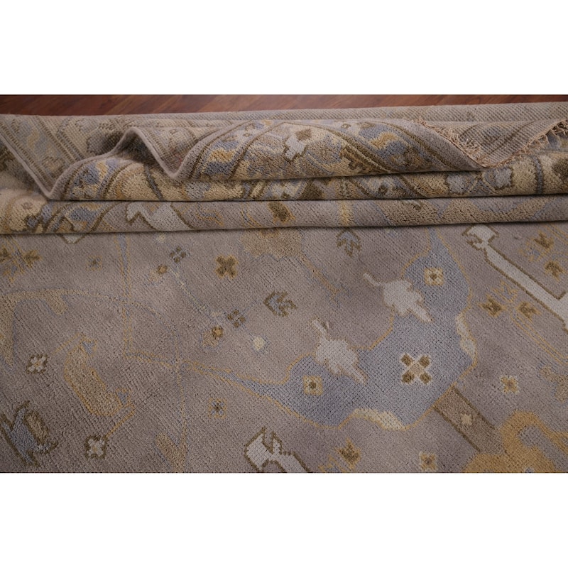 Earth Tone Oushak Indian Area Rug Handmade Transitional Wool Carpet - 8'0"x 9'9"