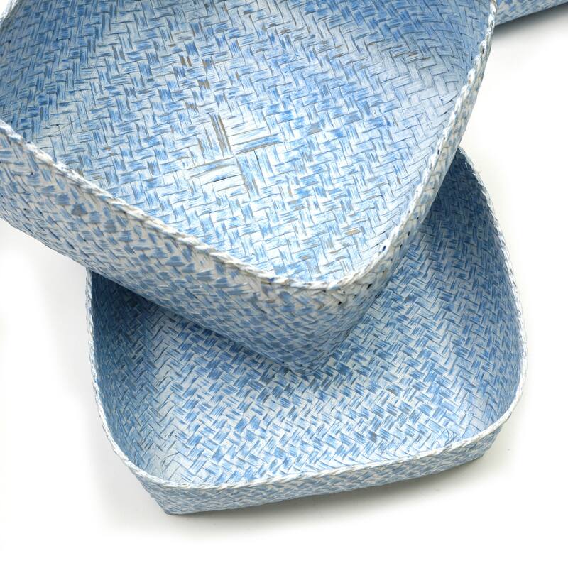 Artissance 8"H Set of 3 Rattan Boxes Weathered Blue