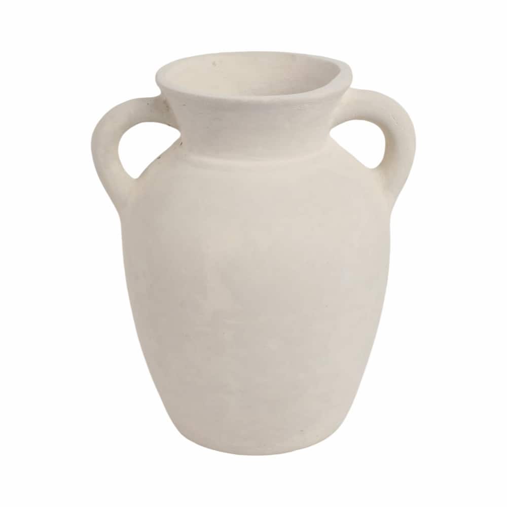 Handcrafted Terracotta Pottery Vase with Amphora Shape and Handles