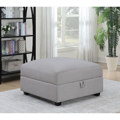Austin Grey Square Upholstered Storage Ottoman