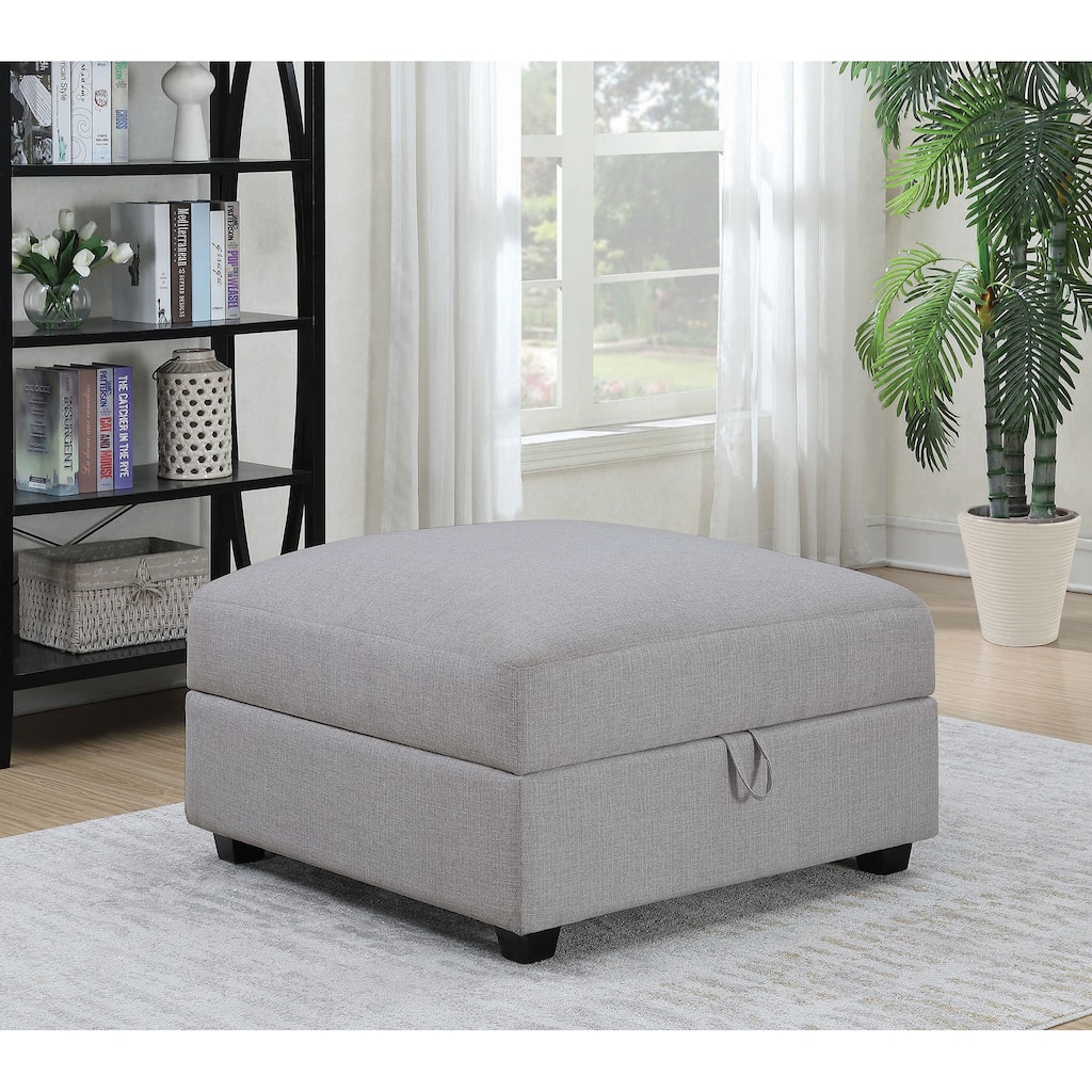 Austin Grey Square Upholstered Storage Ottoman