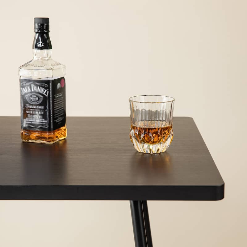 Carbon Loft Greenwood Industrial Metal Pub/Bar Table With Elm Top