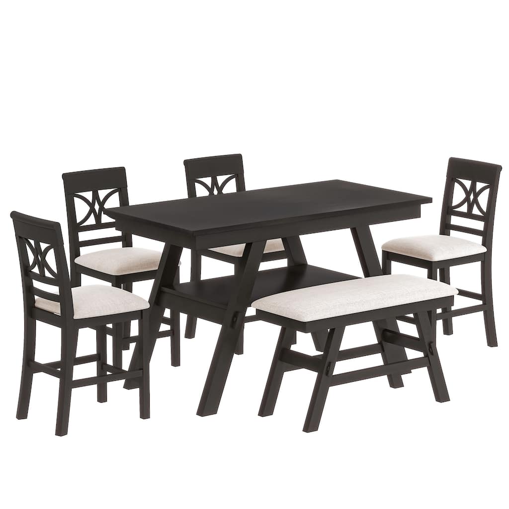 Counter Height Dining Table Set with Dining Table and Padded Bench