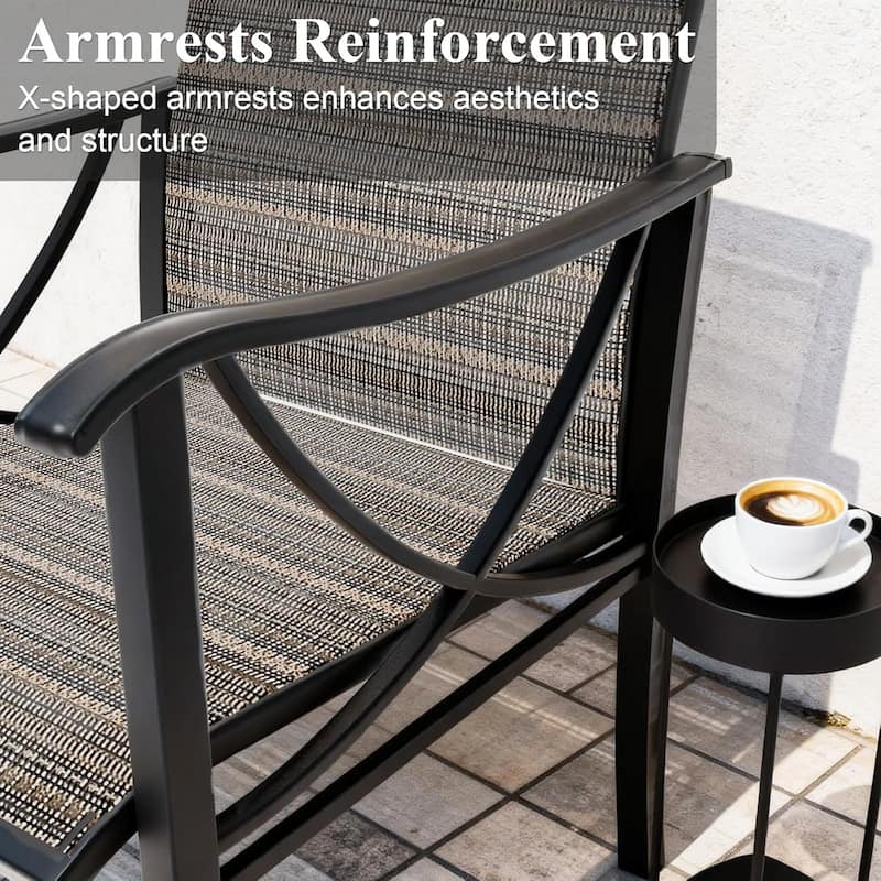 Kullavik 7-Piece Outdoor Dining Set with 4 Textilene Single Chairs, 2 Swivel Chairs and Large Table