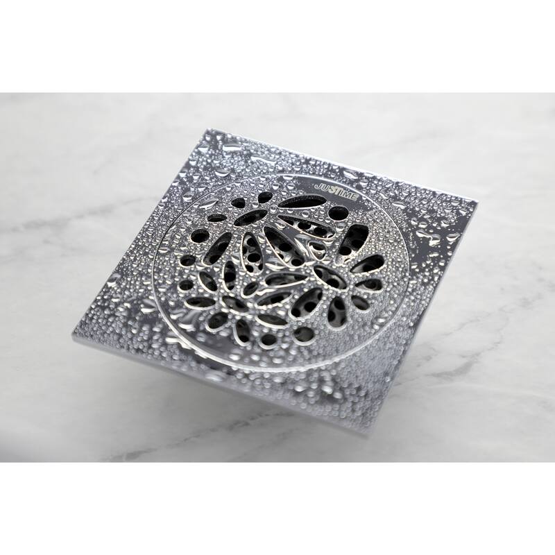 Kingston Brass Watercourse Floral 4" Square Grid Shower Drain