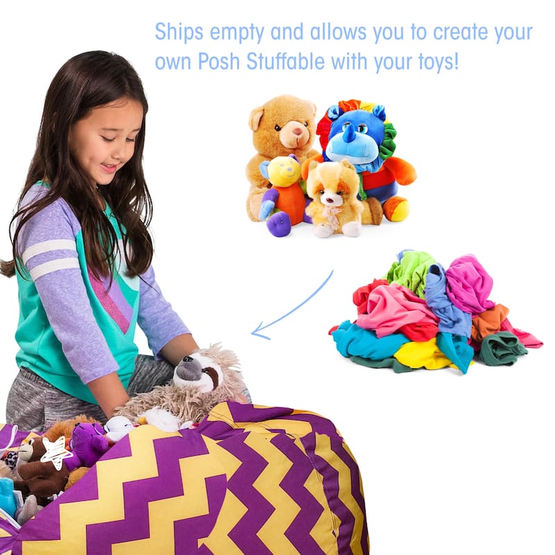 Kids' Stuffed Animal Storage Bean Bag Chair Cover or Toy Organizer