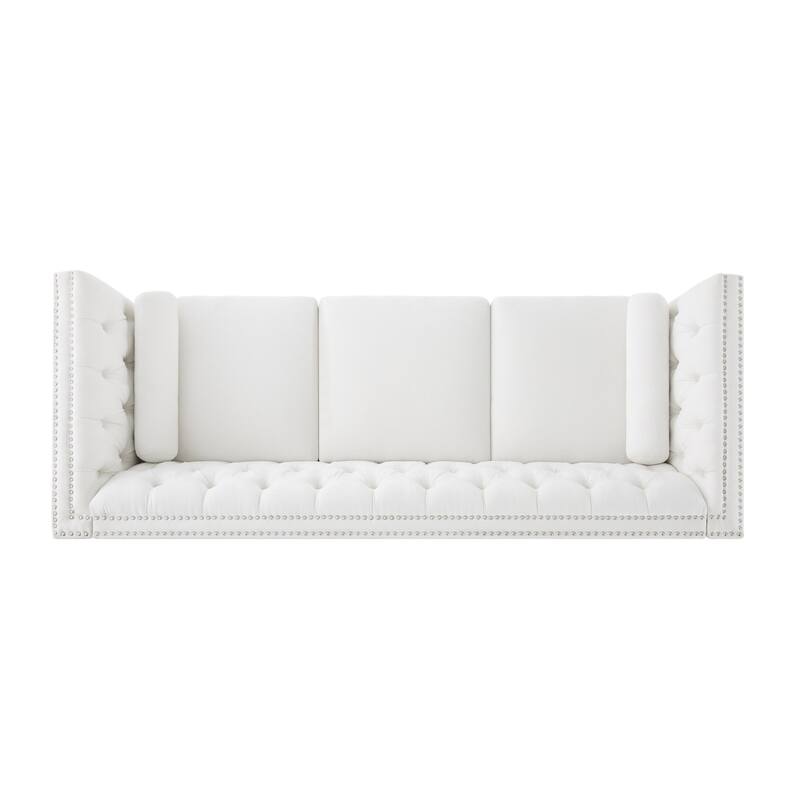 79.5" 3-Seater Sofa with Flared Arms and Nailhead Trim