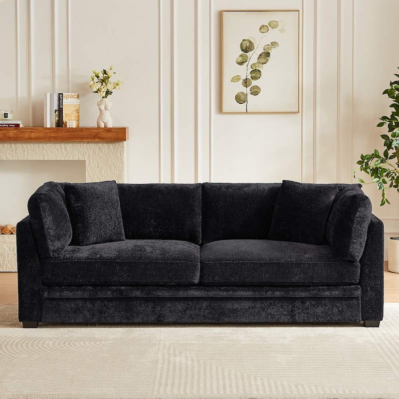 Christopher Knight Home - Flare Modern Upholstered Sofa with Flared Arms - Black