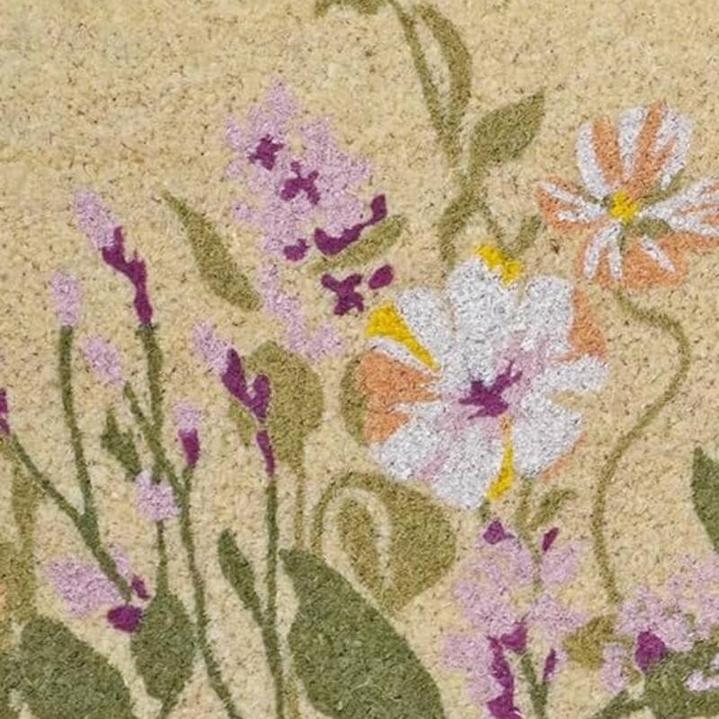 HomeRoots 18" X 40" Brown Green And Purple Floral Outdoor Coir Door Mat - 18.00' X '40.00