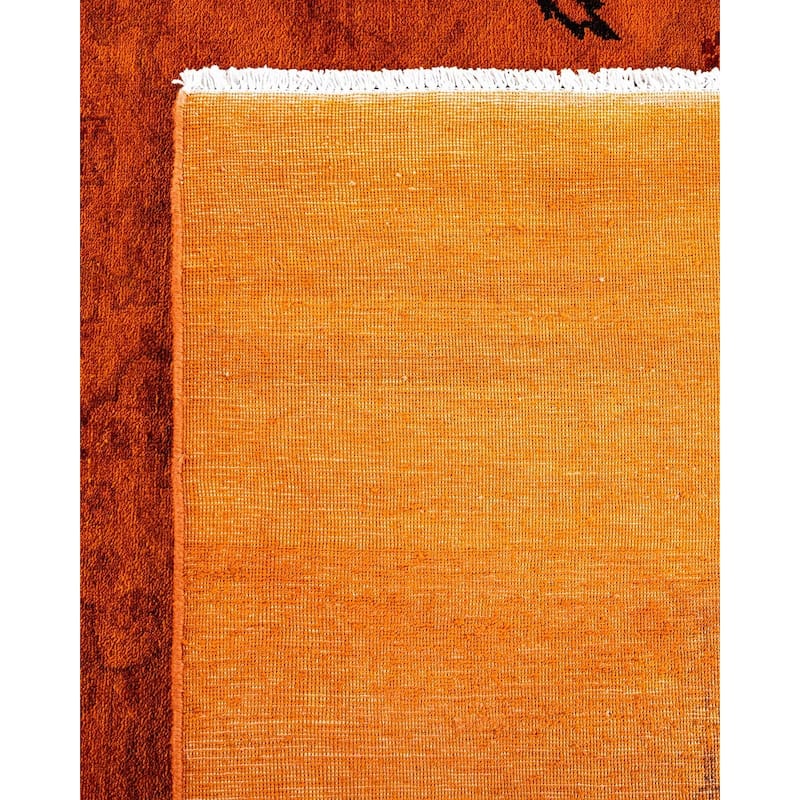 Overdyed, One-of-a-Kind Hand-Knotted Area Rug - Orange - 9' 0" x 12' 2"