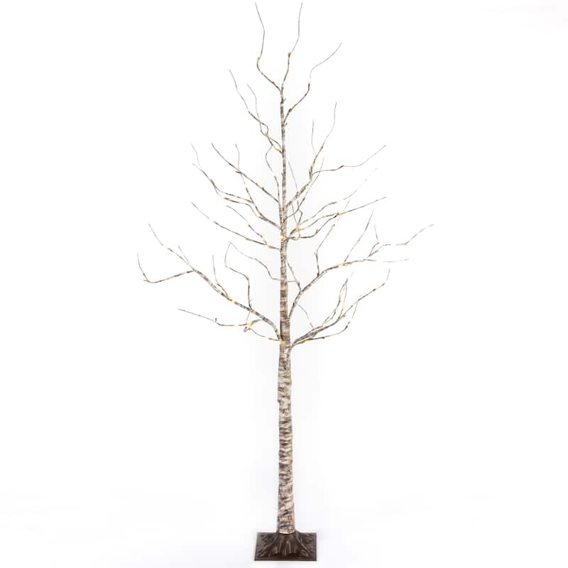 6 ft Tall Pre lit Birch Tree with 88 Warm White LED Lights - N/A