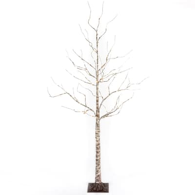 6 ft Tall Pre lit Birch Tree with 88 Warm White LED Lights - N/A