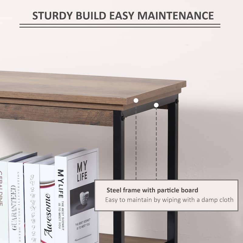 HOMCOM 2/4-Tier Industrial Style Storage Steel Wooden Shelf with a Robust Multi-Functional Design, Tall Organizer