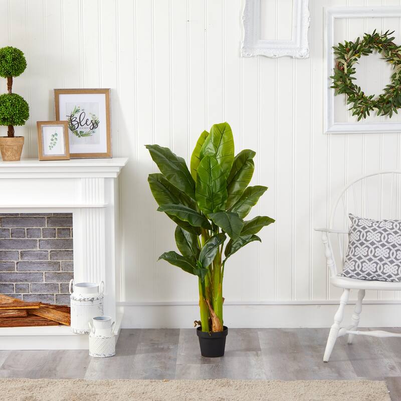 Artificial Banana Tree 4ft Real Touch Indoor Plant Decor - Green - 61 Inches and Over