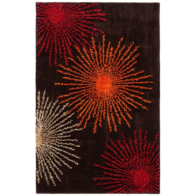 SAFAVIEH Handmade Soho Miyase Modern Burst New Zealand Wool Rug - 3'6" x 5'6" - Brown/Multi