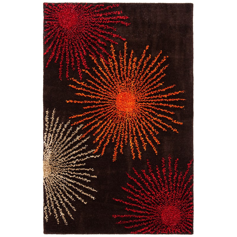 SAFAVIEH Handmade Soho Miyase Burst New Zealand Wool Rug - 3'6" x 5'6" - Brown/Multi