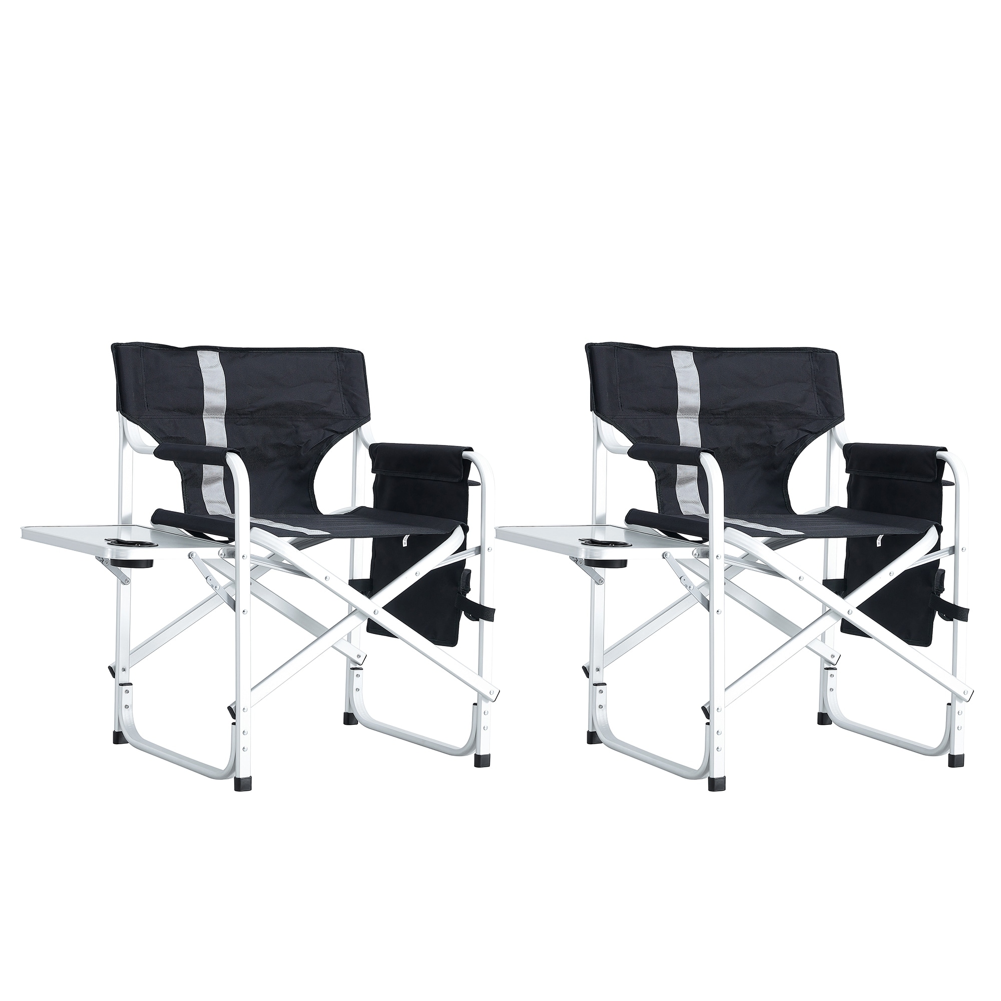 Folding lawn chair with side shop table