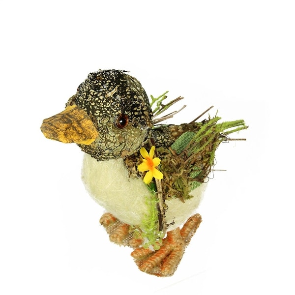 5.75" Brown, Ivory and Orange Standing Duck Spring Table Top Decoration - Brown