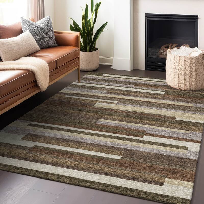Premium Washable Super Soft Stripes Stacked Mayfield Rug