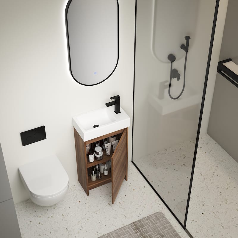 18 Inch Freestanding Bathroom Vanity With Single Sink, Soft Closing Doors, Suitable For Small Bathrooms