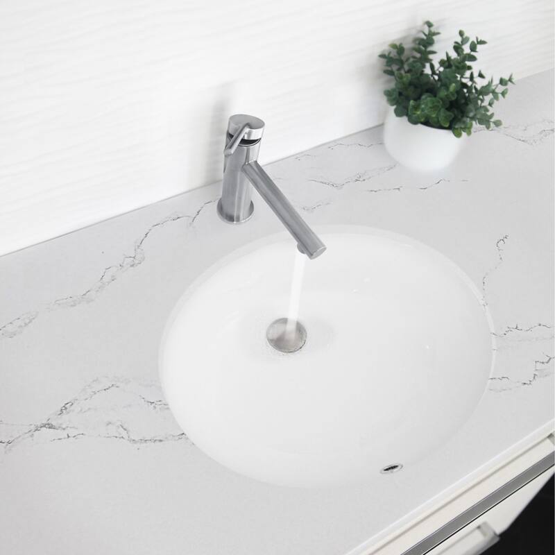 STYLISH Single Handle Modern Bathroom Basin Sink Faucet in Stainless Steel - Faucet Height: 6 3/8" Spout Height: 3 7/8"