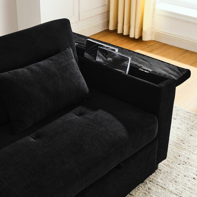 54" Pull-Out Sleeper Sofa Bed Double Seat Recliner Sofa Bed