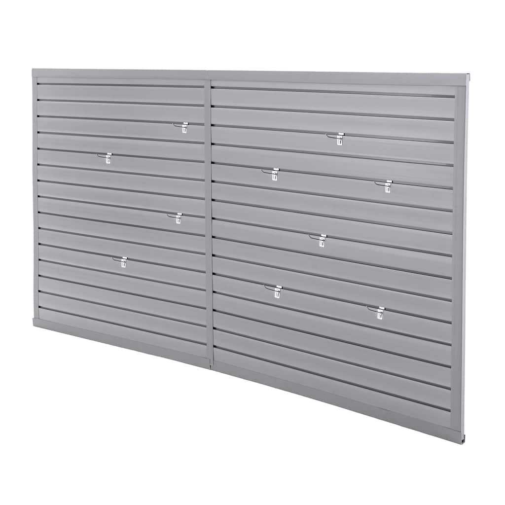 Heavy Duty PVC Slatwall Garage Organizer 8x4 ft with 10 Panels, Wall-Mounted Tool Storage System - 94.49"L x 47.24"W x 0.25"H