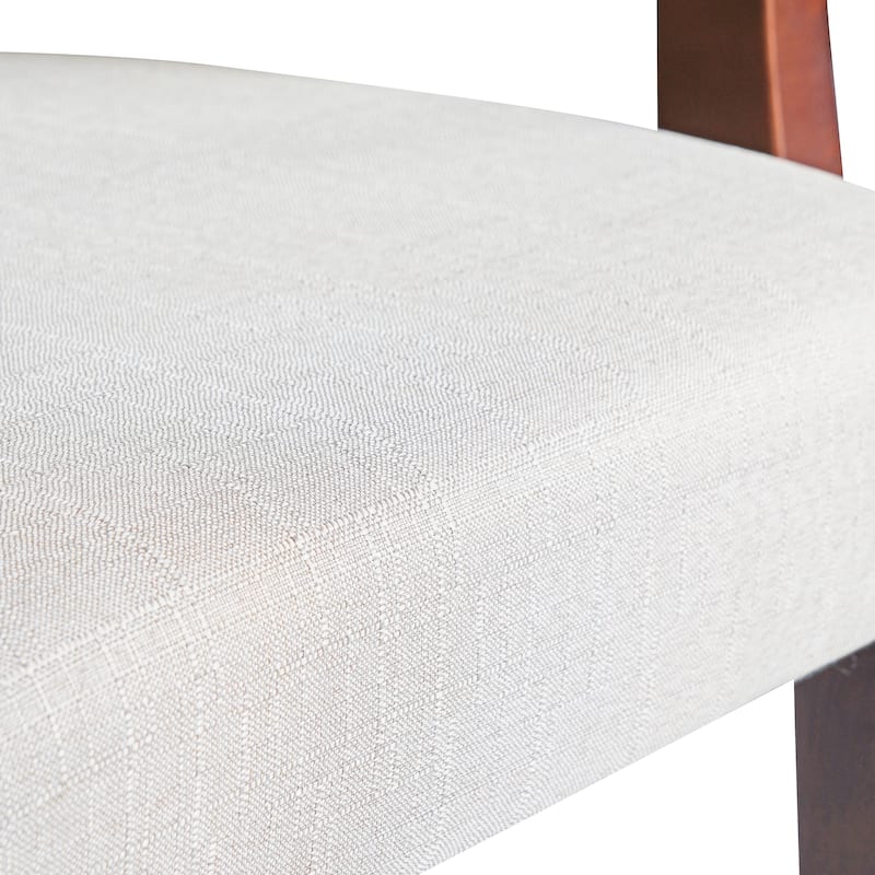 Modern Fabric Dining Armchair with Walnut Finish, Upholstered Arms and Hardwood Frame, for Dining Room or Kitchen, Set of 2