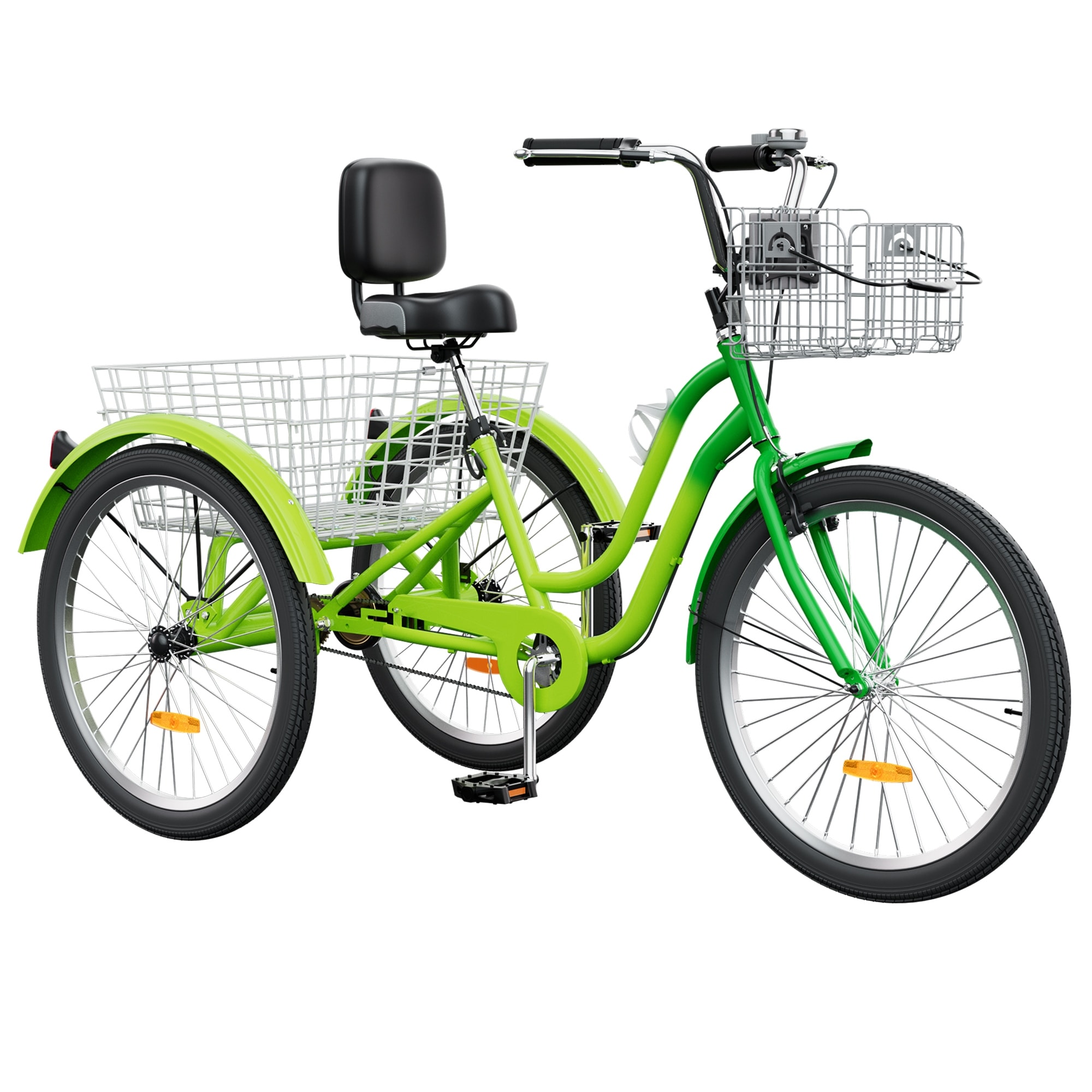 Moasis 26 Adult Tricycle 3 Wheel Bikes 1 Speed Trike Low Step Through Cruiser Bike Light Green