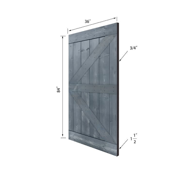 Two-Tone Paneled Wood Single Barn Door with Installation Hardware Kit ...