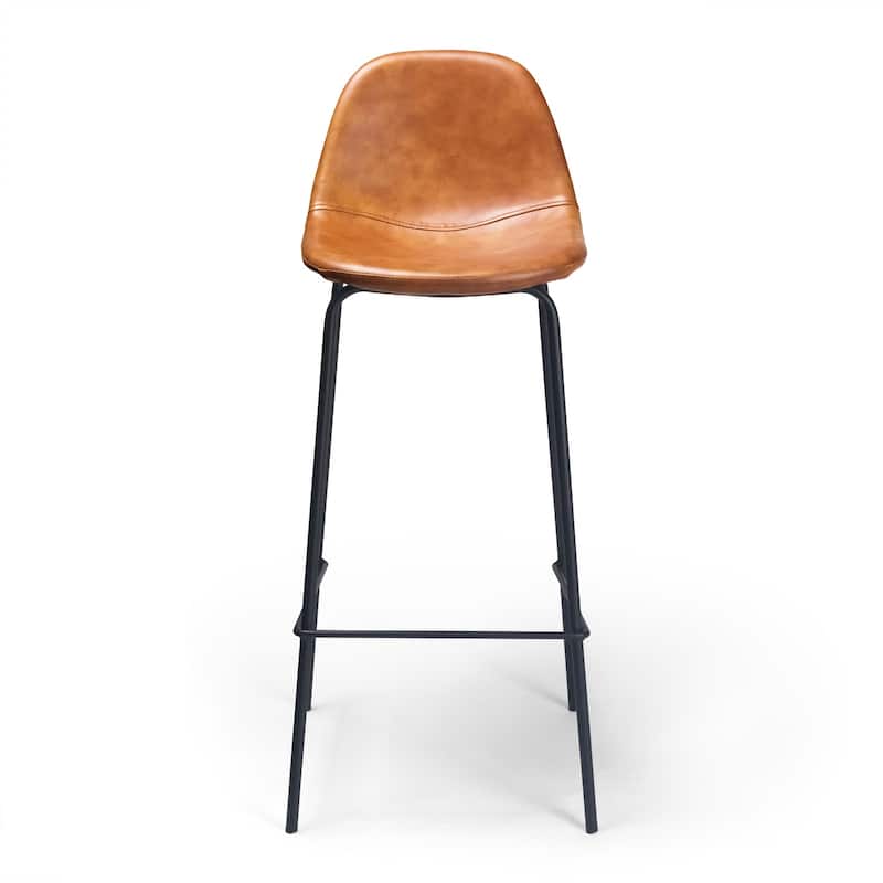 Maxine Vegan Leather Bar Height Stools Black Legs (Set of 2)