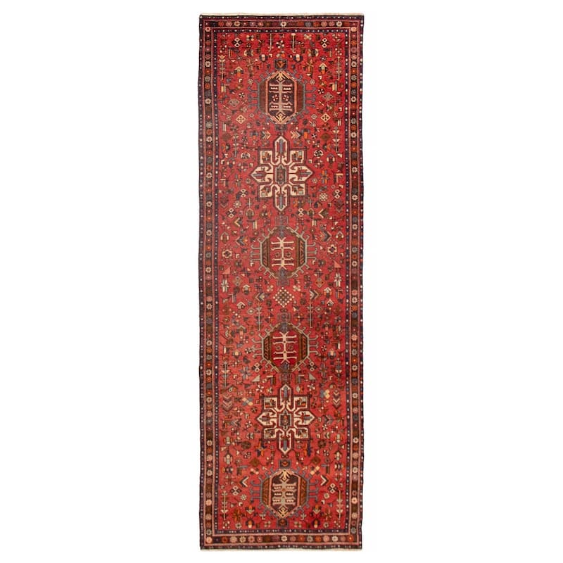 ECARPETGALLERY Hand-knotted Konya Anatolian Red Wool Rug - 3'4 x 11'3 - Red - 3'4 x 11'3
