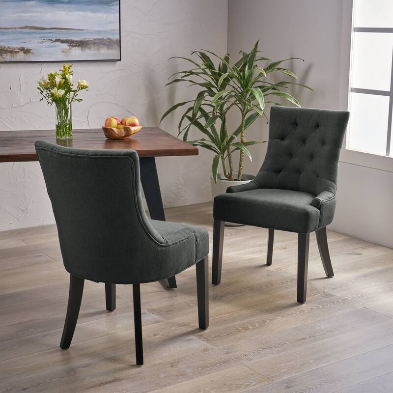 Modern Dining Chairs with Quilted Diamond Back, Tilting Arms and Upholstered Seat, for Dining Rooms, Set of 2 - Grey