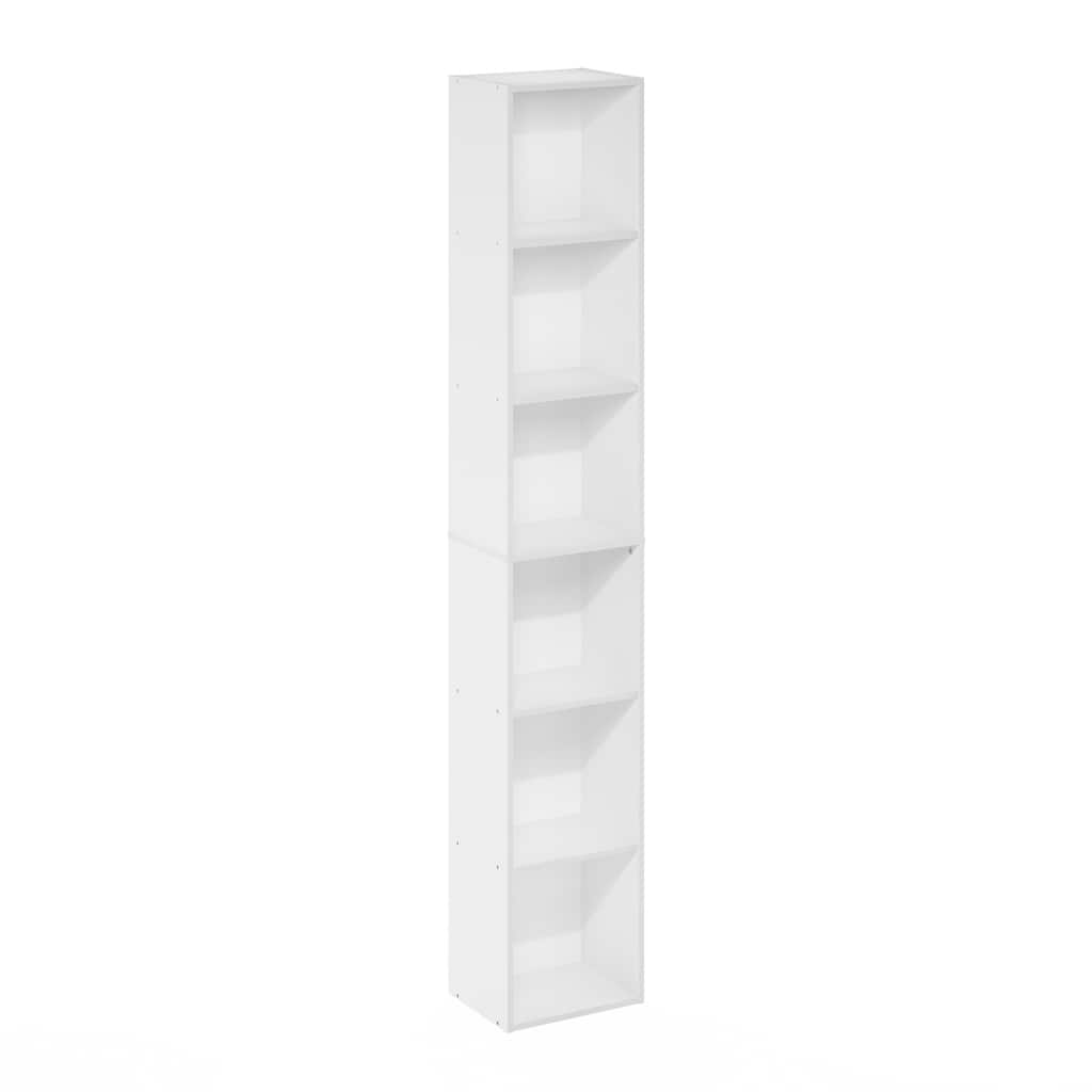 70.87 in. Tall White Wood 6-Shelf Bookcase