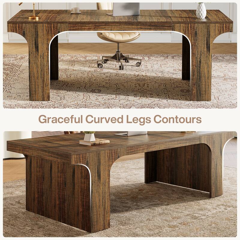 70.87" Executive Office Desk, Large Workspace Computer Desk, Simple Business Writing Table Simple Business for Home Office