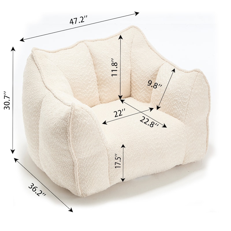 Chenille Fabric Bean Bag Chair Living Room Accent Chair Lazy Sofa