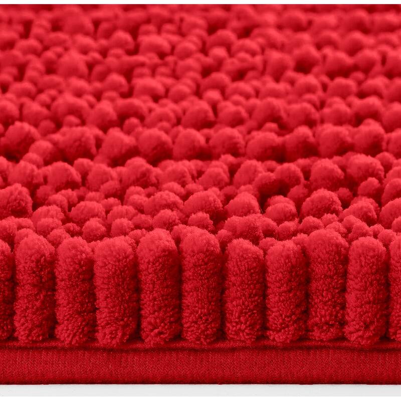 30"x20" - Red Soft Cozy Plush Chenille Bath Mat Bathroom Rug