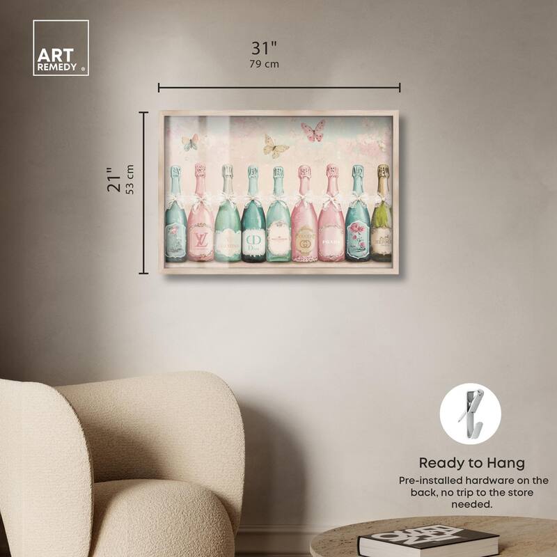 Champagne Mint and Pink Shadowbox by Art Remedy
