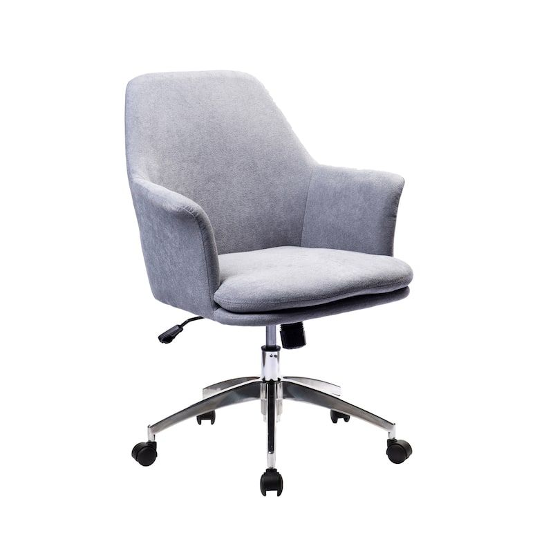 Porthos Home Nala Velvet Office Chair with Arms, Adjustable Seat - Grey