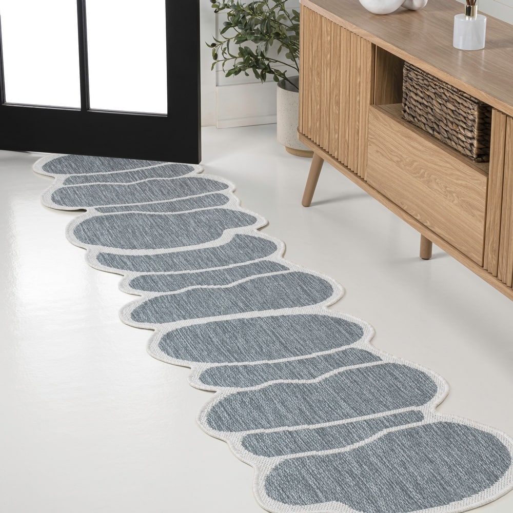 JONATHAN Y Jasper Modern Rustic Abstract Indoor/Outdoor Shaped Area Rug