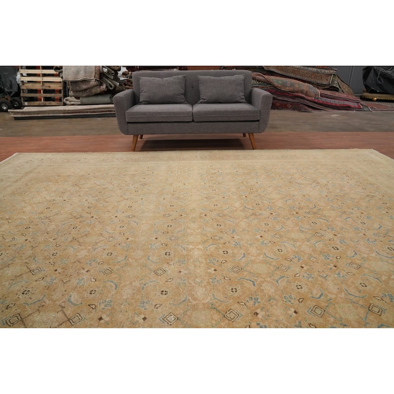 Hand Knotted Oriental 100% Wool Carpet Traditional All-Over Oranges & Rust Mahal Area Rug - 13' 1'' X 10' 0''