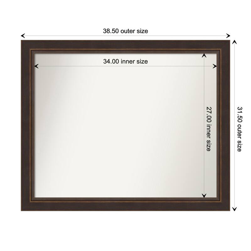 Lara Bronze Framed Non-Beveled Custom Wall Mirror, Bathroom Vanity Mirror - Outer Size: 38.5 x 31.5