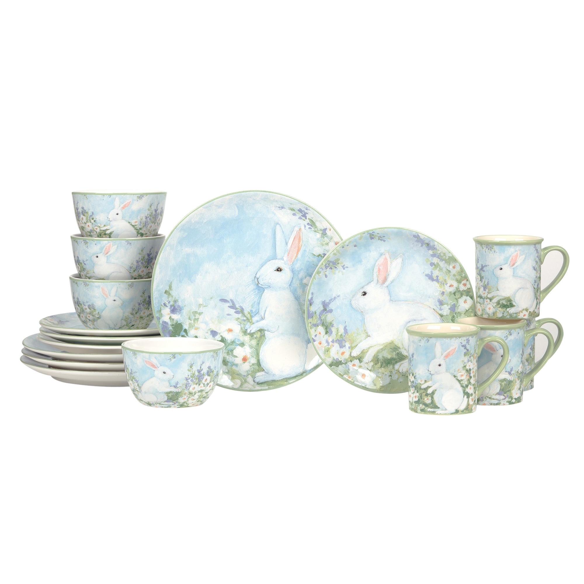 Certified International Easter Morning 16 piece Dinnerware Set, Service for 4 - 11" Dia. x 1"