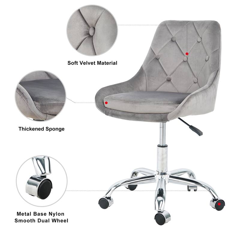 Modern Adjustable Height Velvet Dining Chair with Wheels Set of 1.
