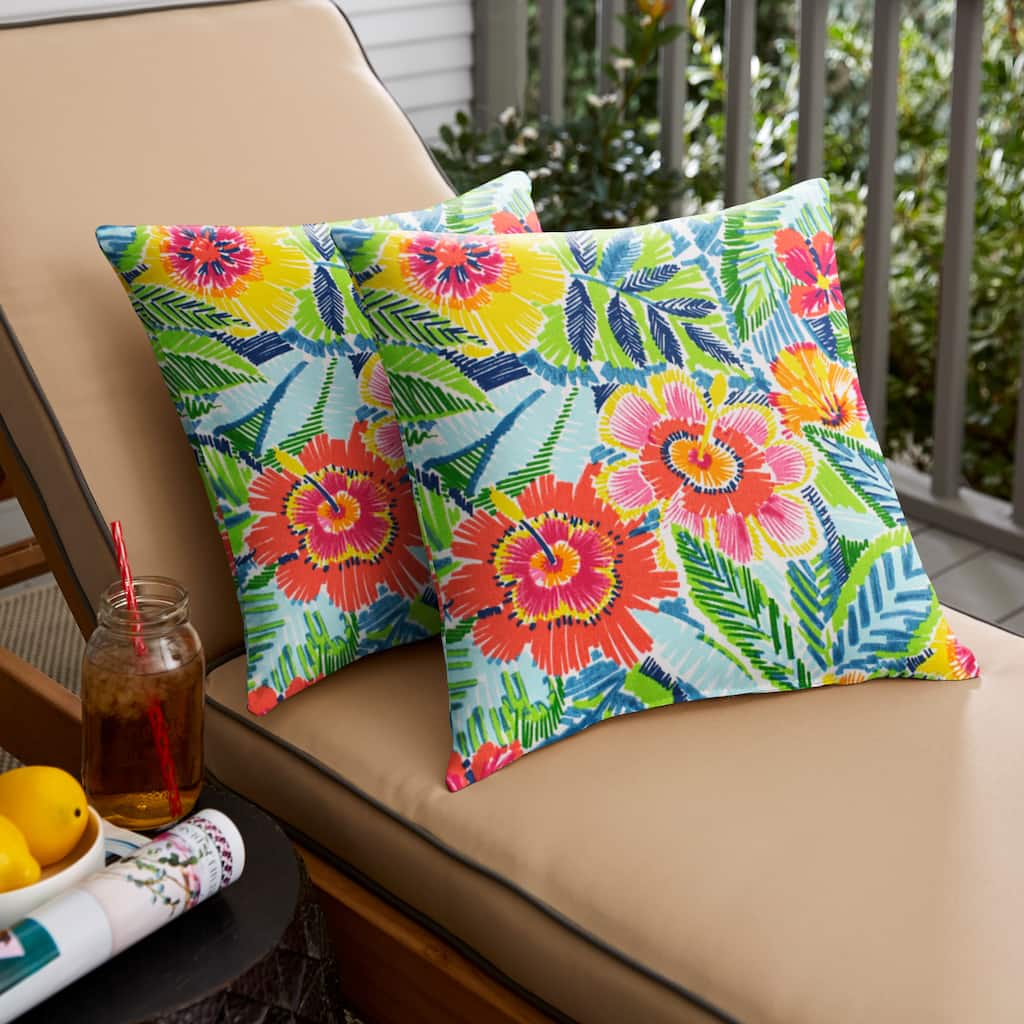Sorra Home Pensacola Multi Outdoor/Indoor Knife Edge Pillow Set of Two 16in x 16in x 6in